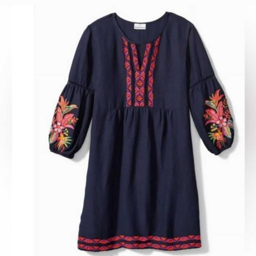 NWT Tommy Bahama St. Lucia Tropical Embroidered Linen- Blend Dress Size Small - Picture 8 of 8